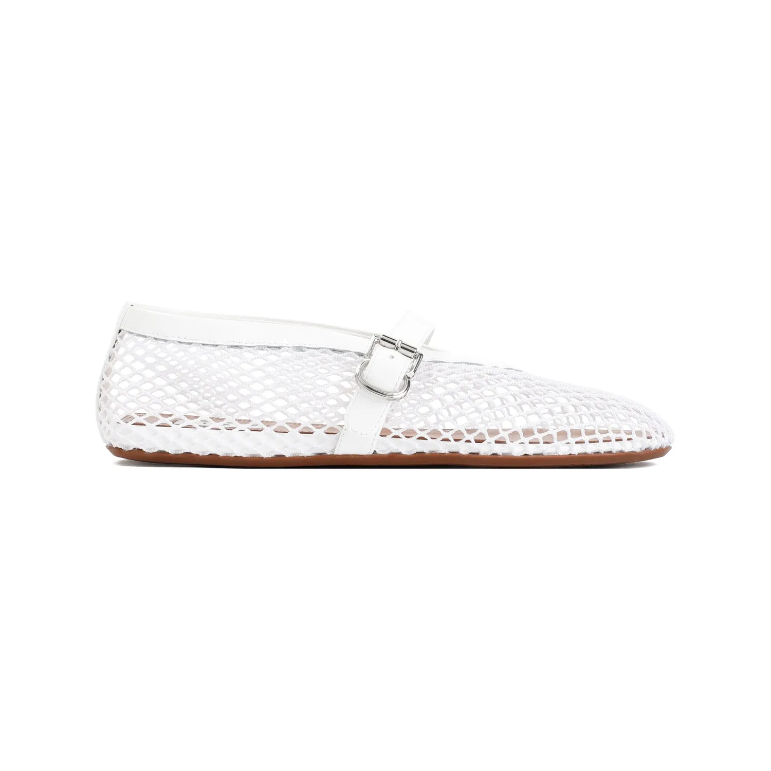 White Flat Mesh Ballerinas