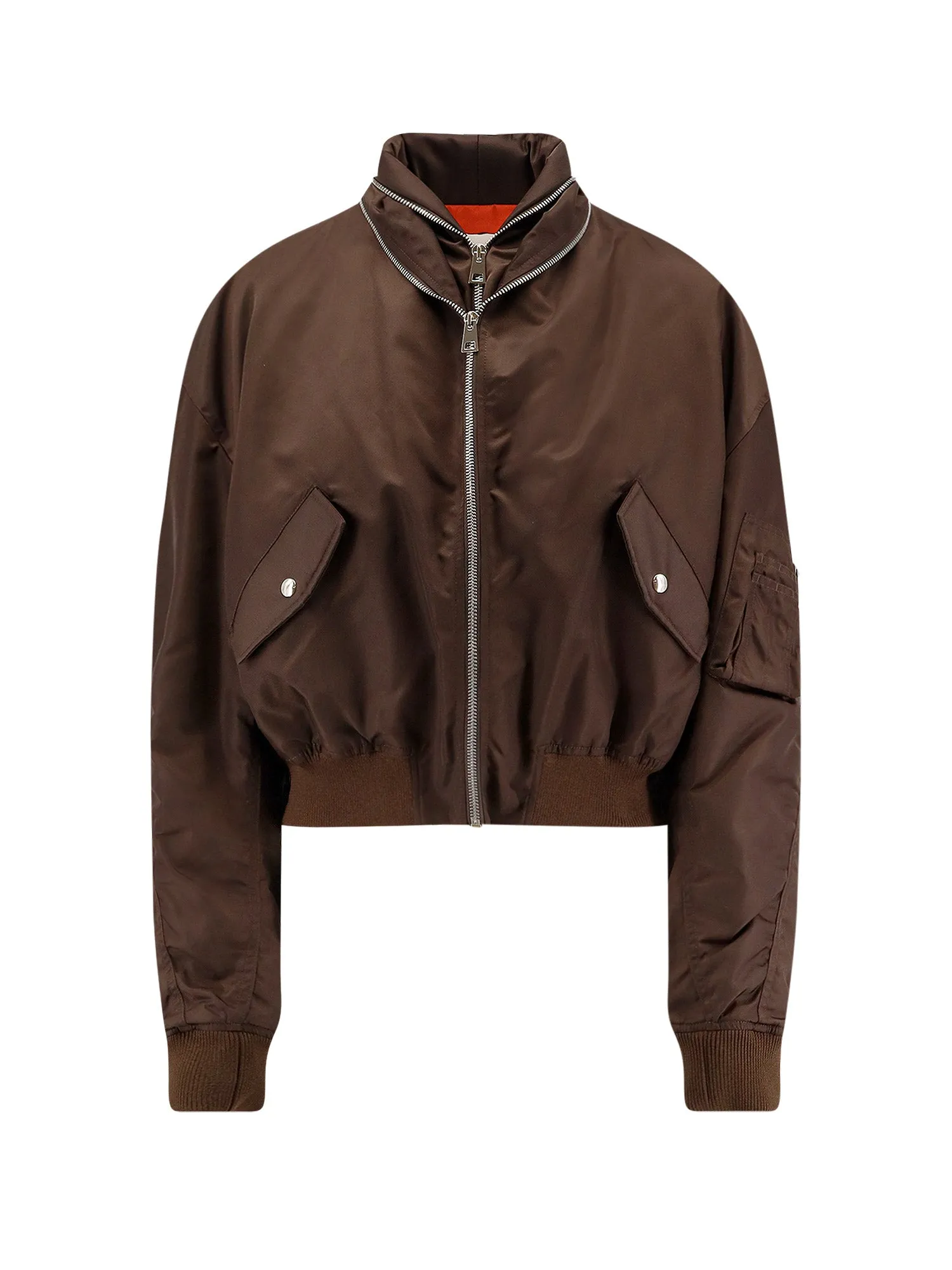 Nylon Bomber Jacket With Double Zip