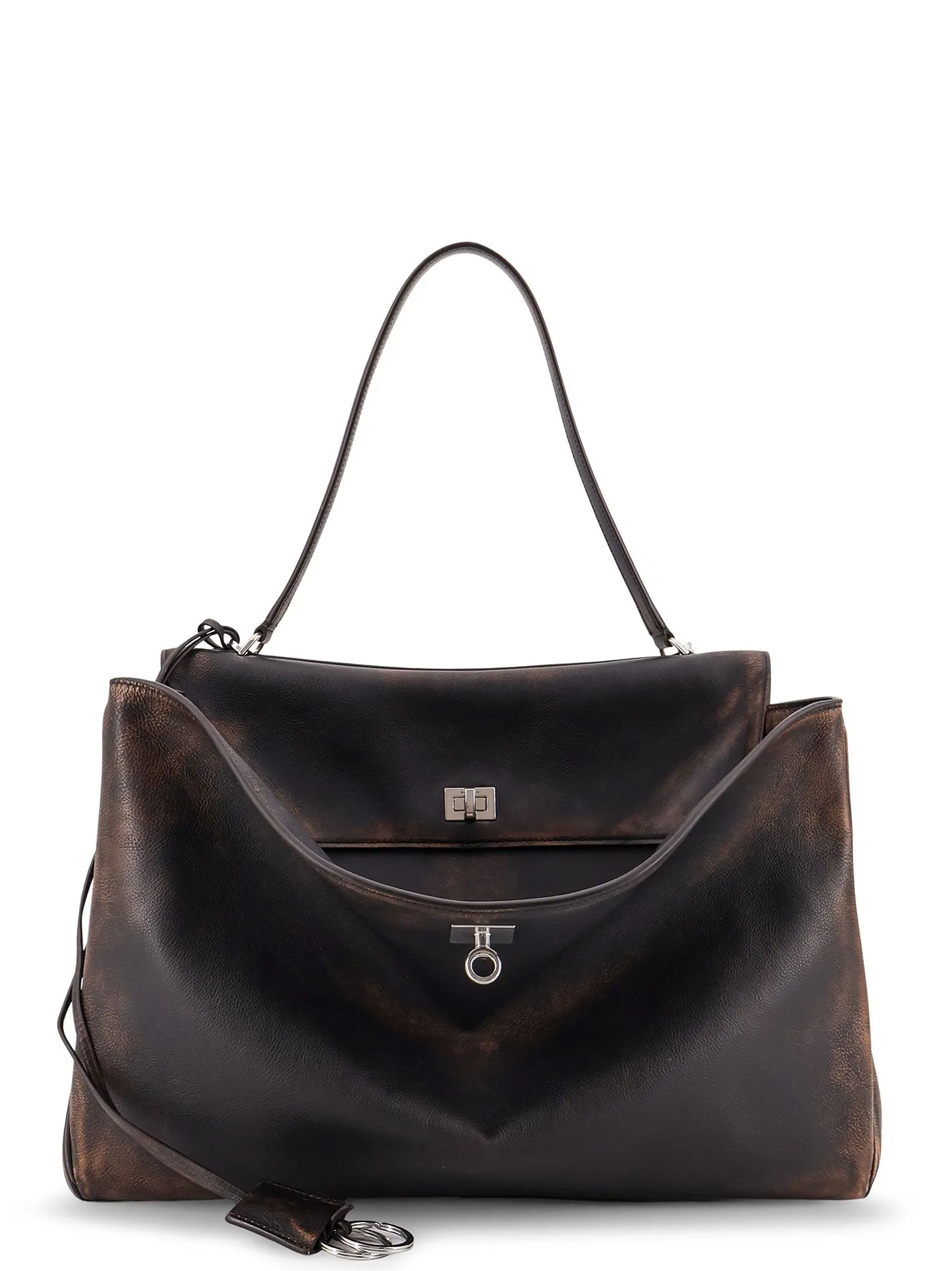 Rodeo Leather Shoulder Bag With Used Effect