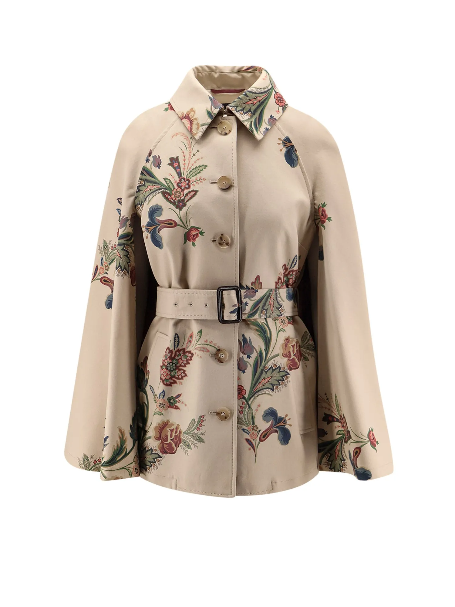 Cotton Cape With Floral Print