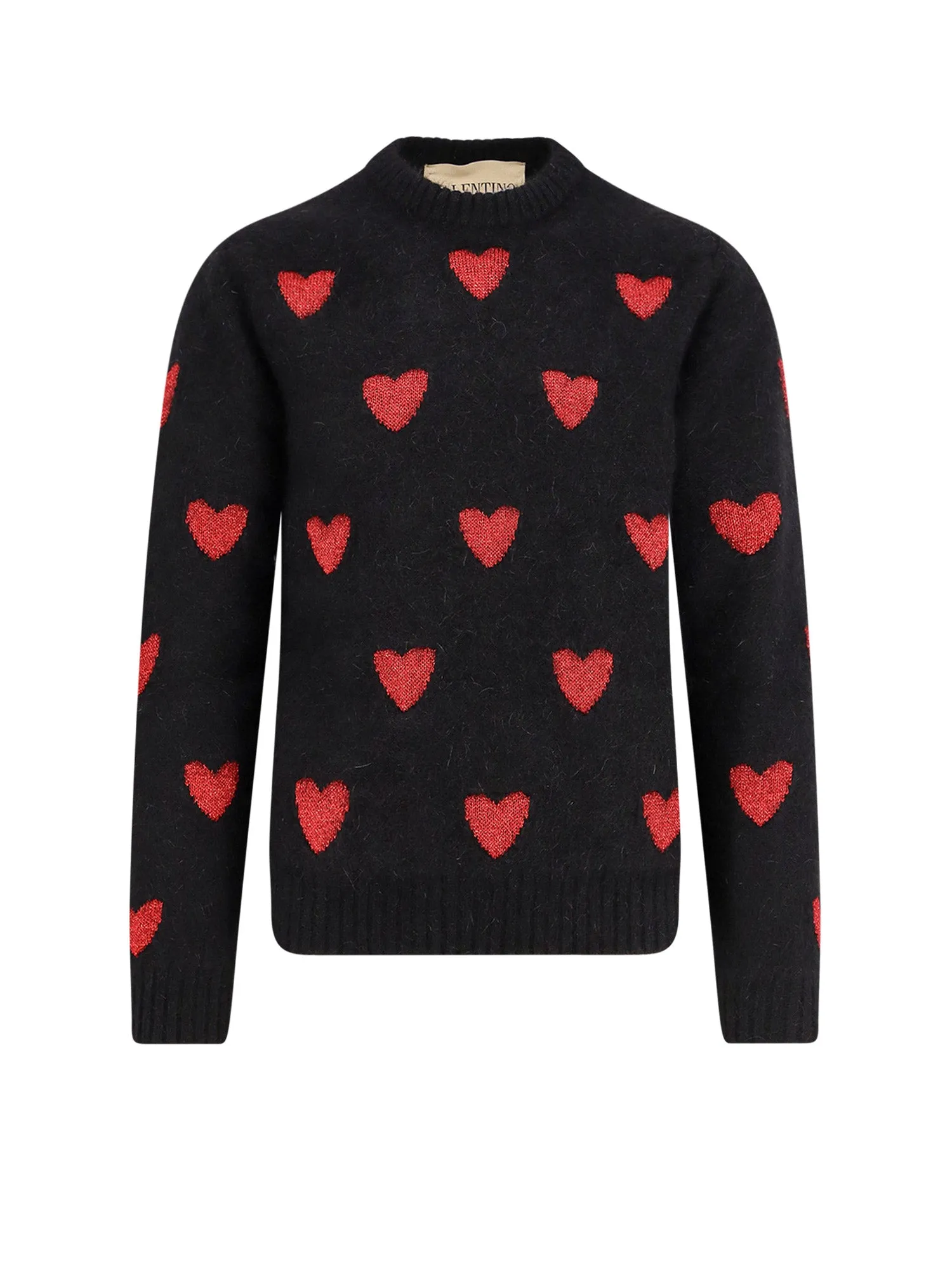 Wool And Mohair Sweater With Lurex Hearts