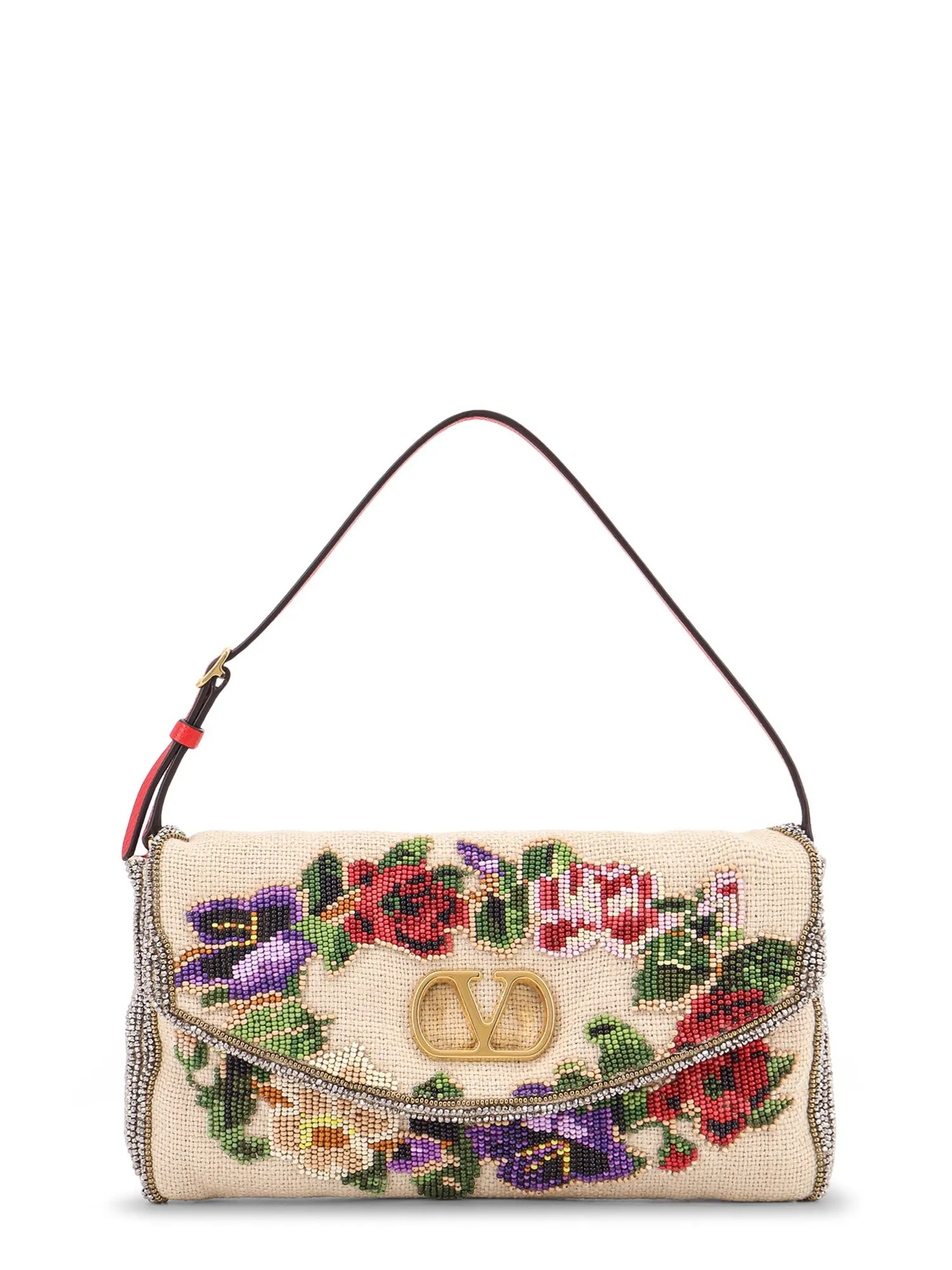 Vain Soft Beads Embroidered Linen Shoulder Bag