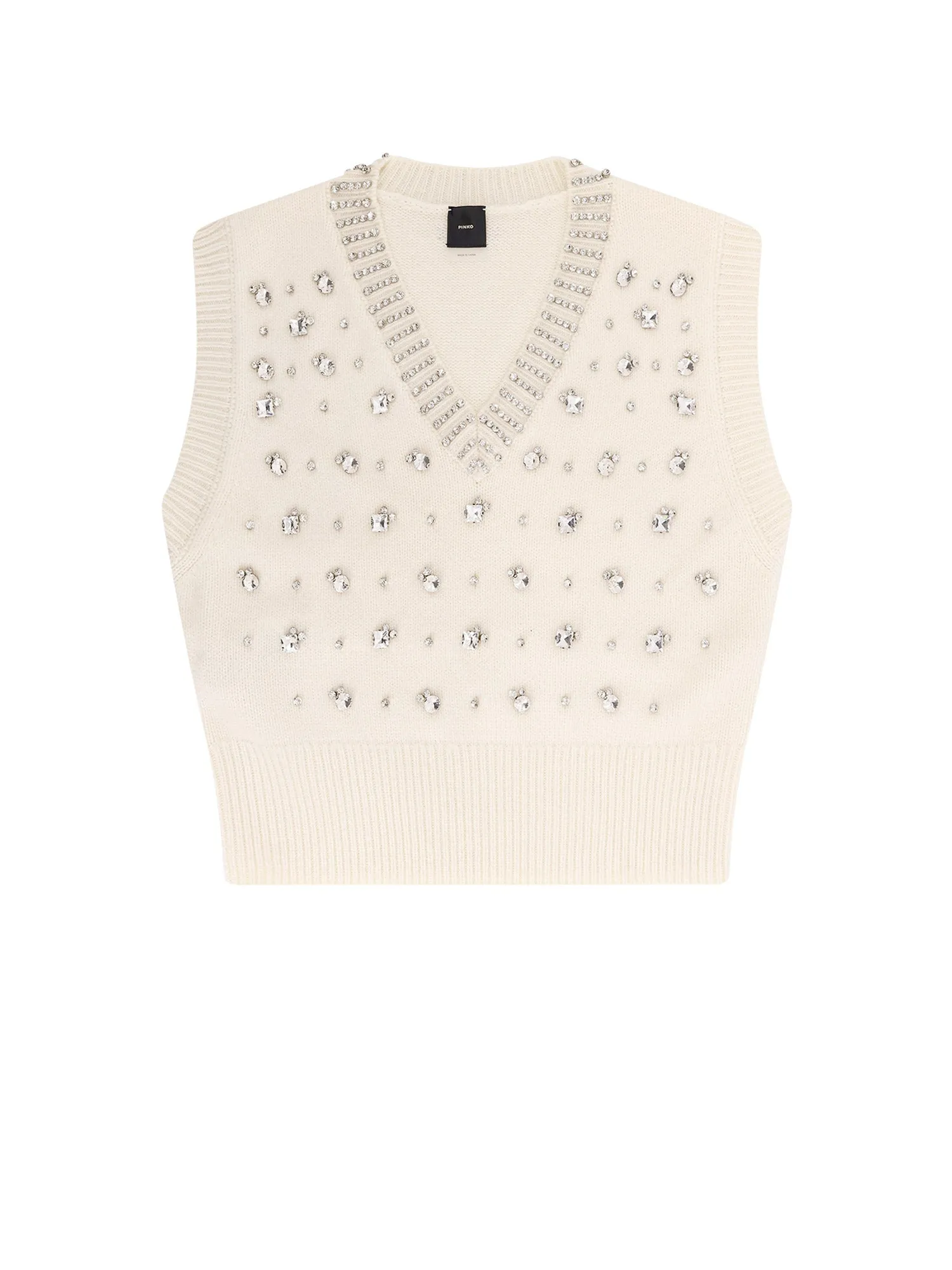 Wool Blend Vest With Rhinestones