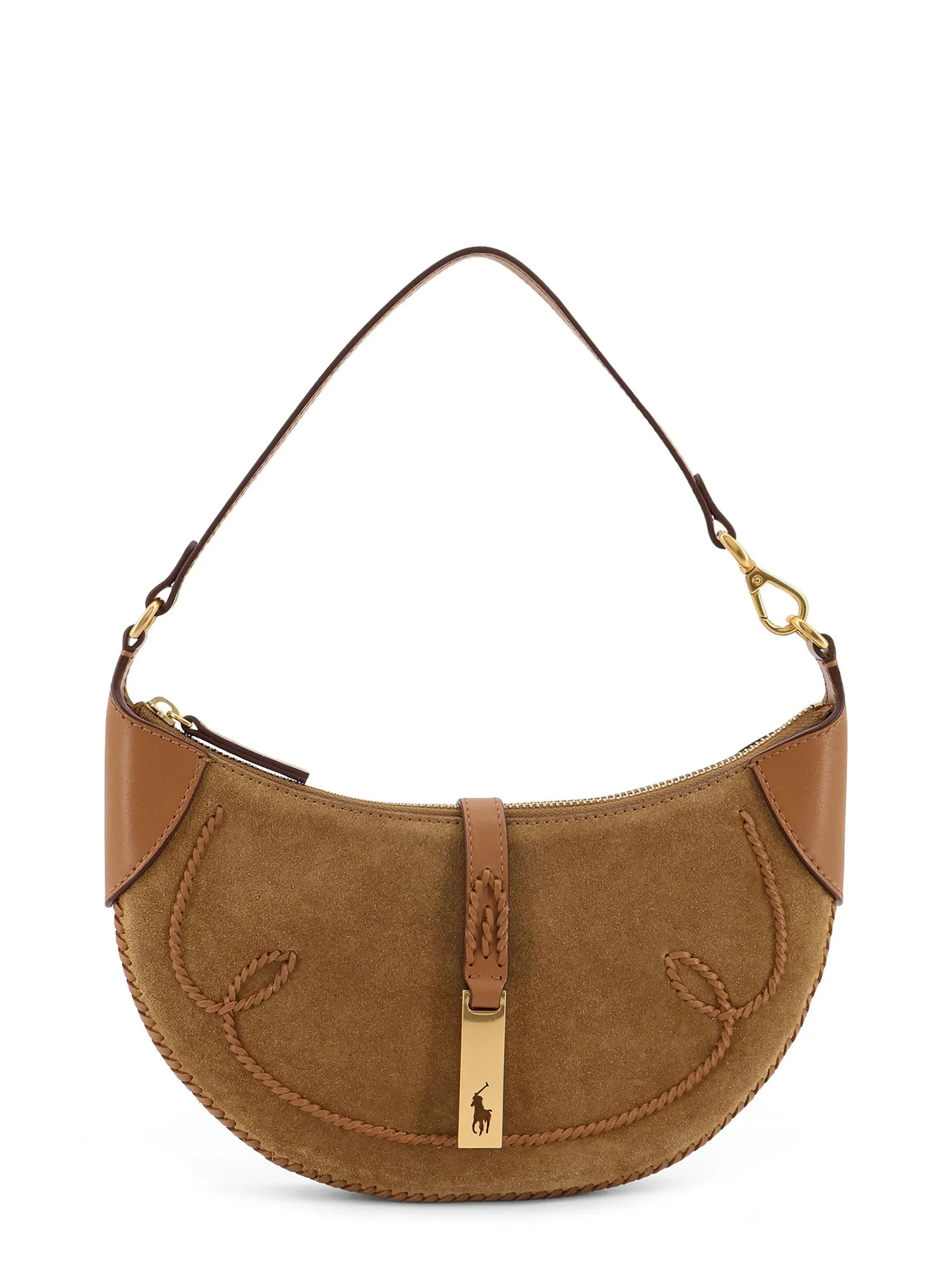 Suede Shoulder Bag With Leather Inserts