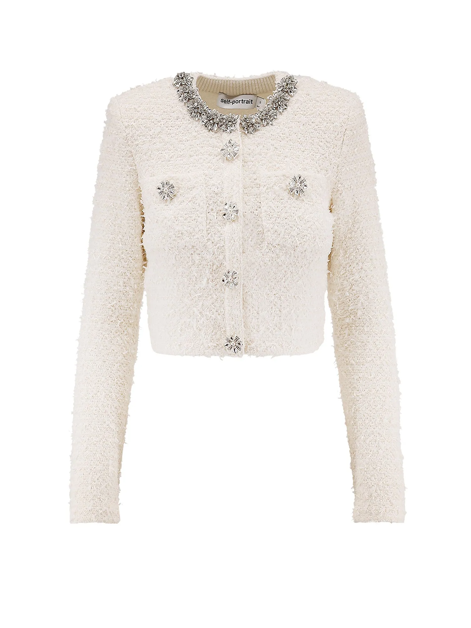 Cotton Blend Cardigan With Rhinestones