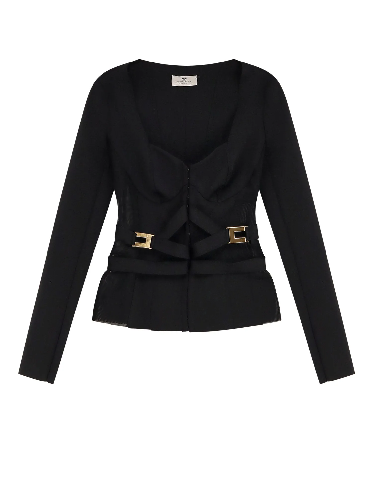 Stretch Fabric Blazer With Metal Details