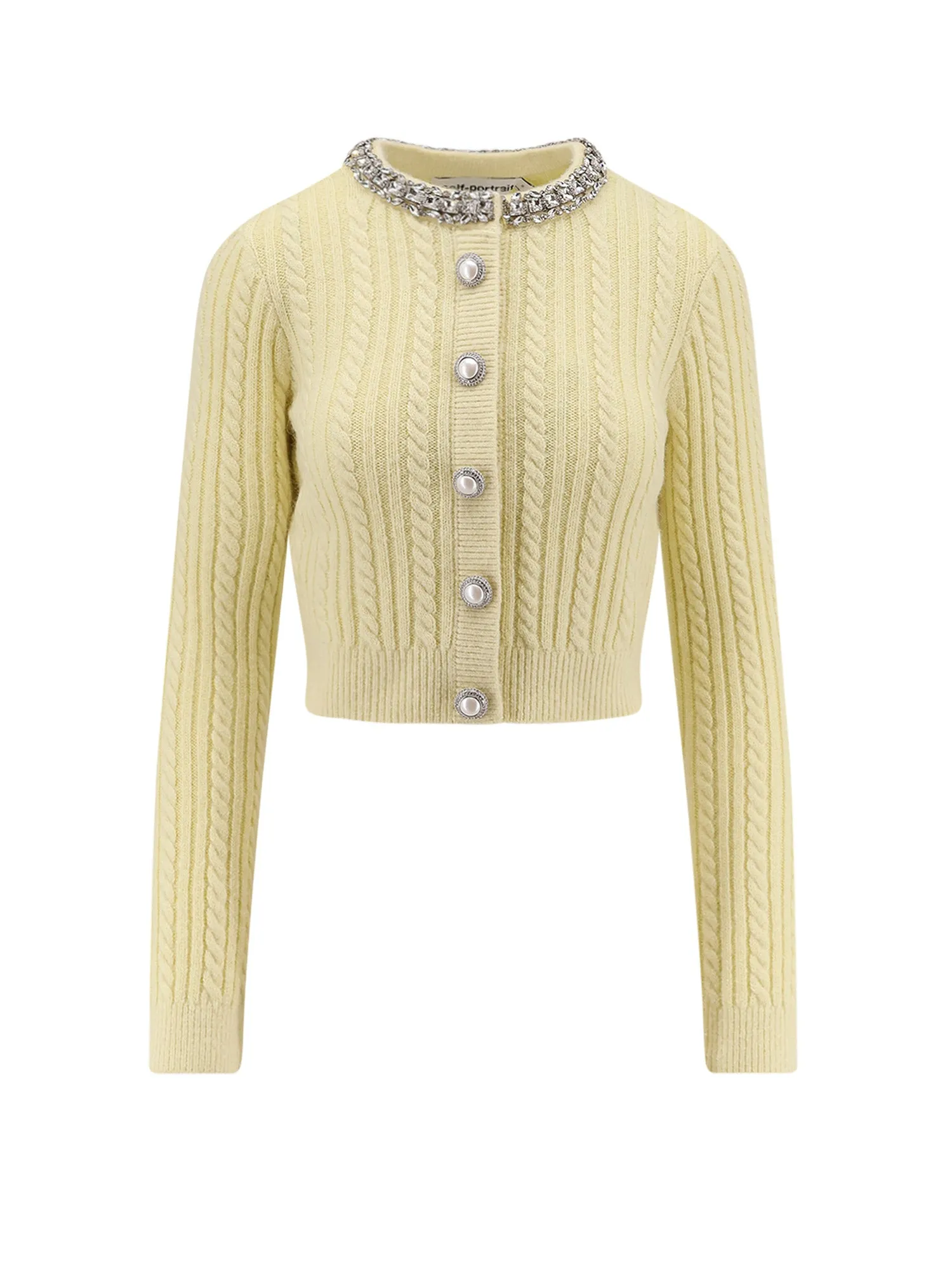 Wool Blend Cardigan With Rhinestones