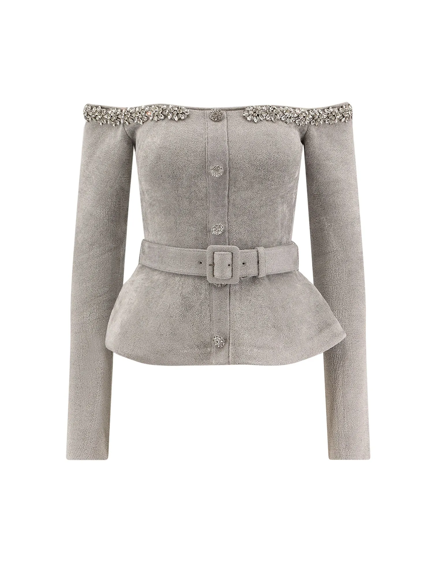 Chenille Sweater With Rhinestones