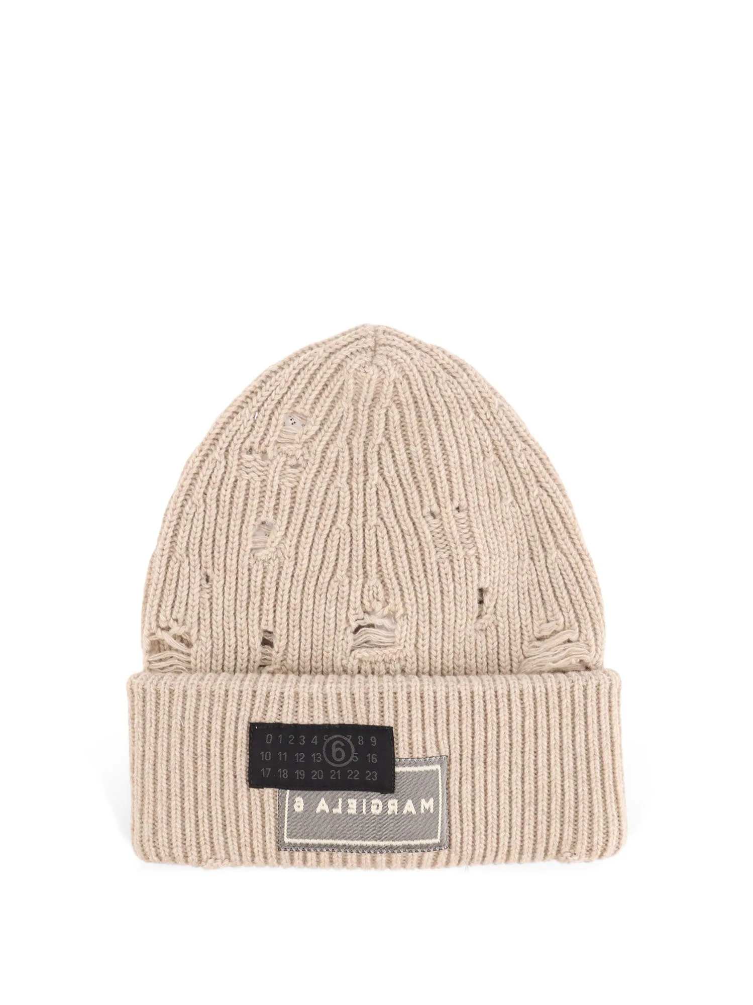 Wool Blend Beanie Hat With Distressed Effect