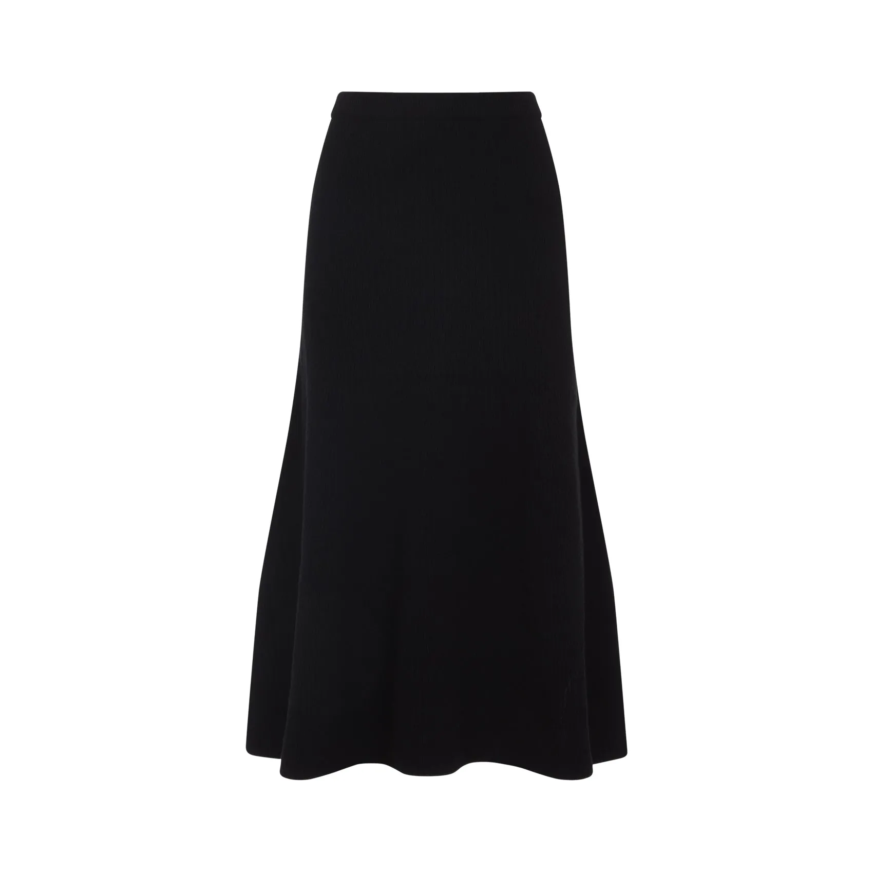 Black Virgin Wool Midi Skirt
