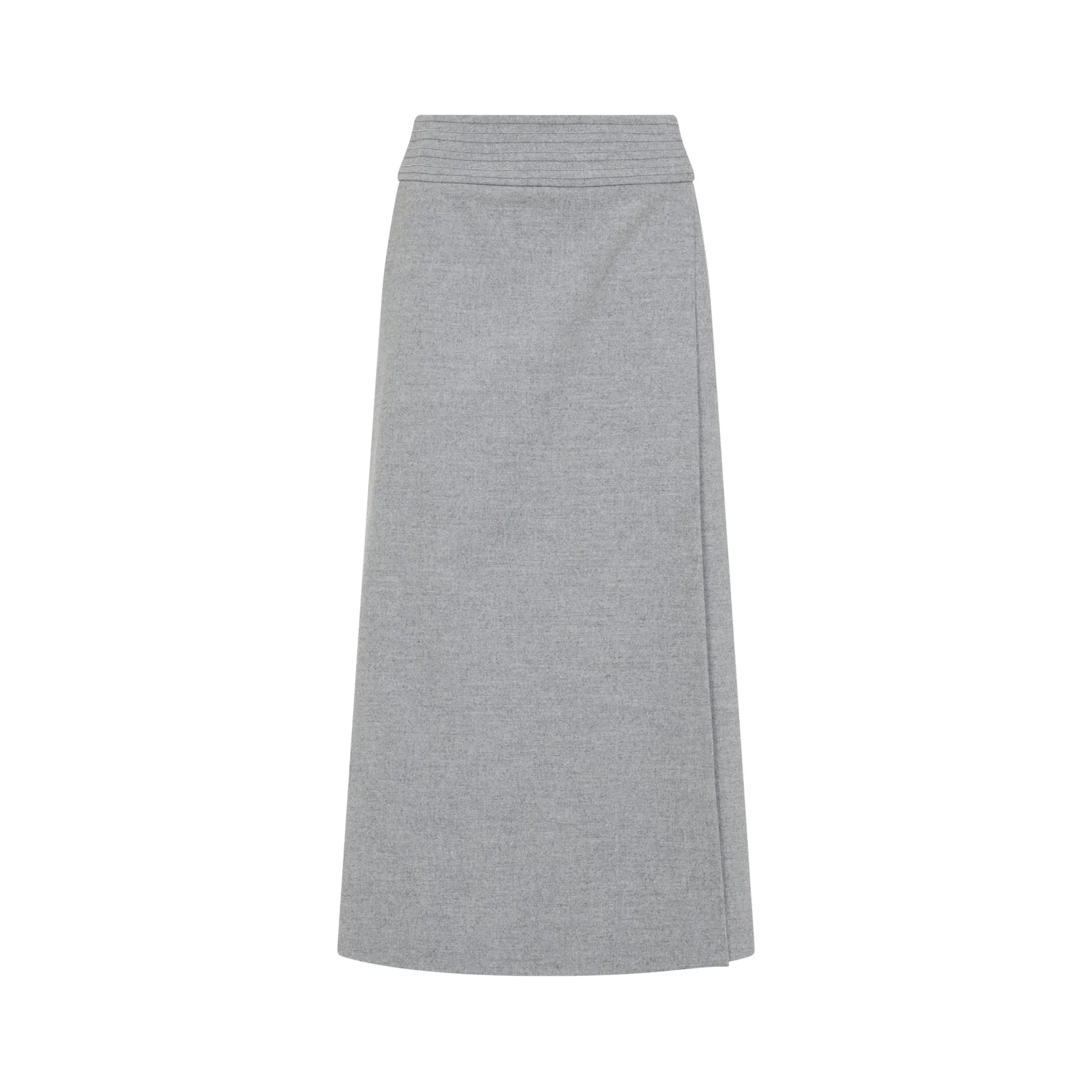 Grey Wool Midi Skirt