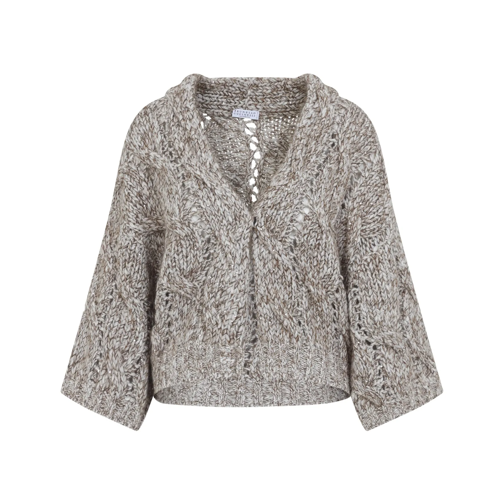 Grey Mother Of Pearl Lamb Wool Braid Cardigan