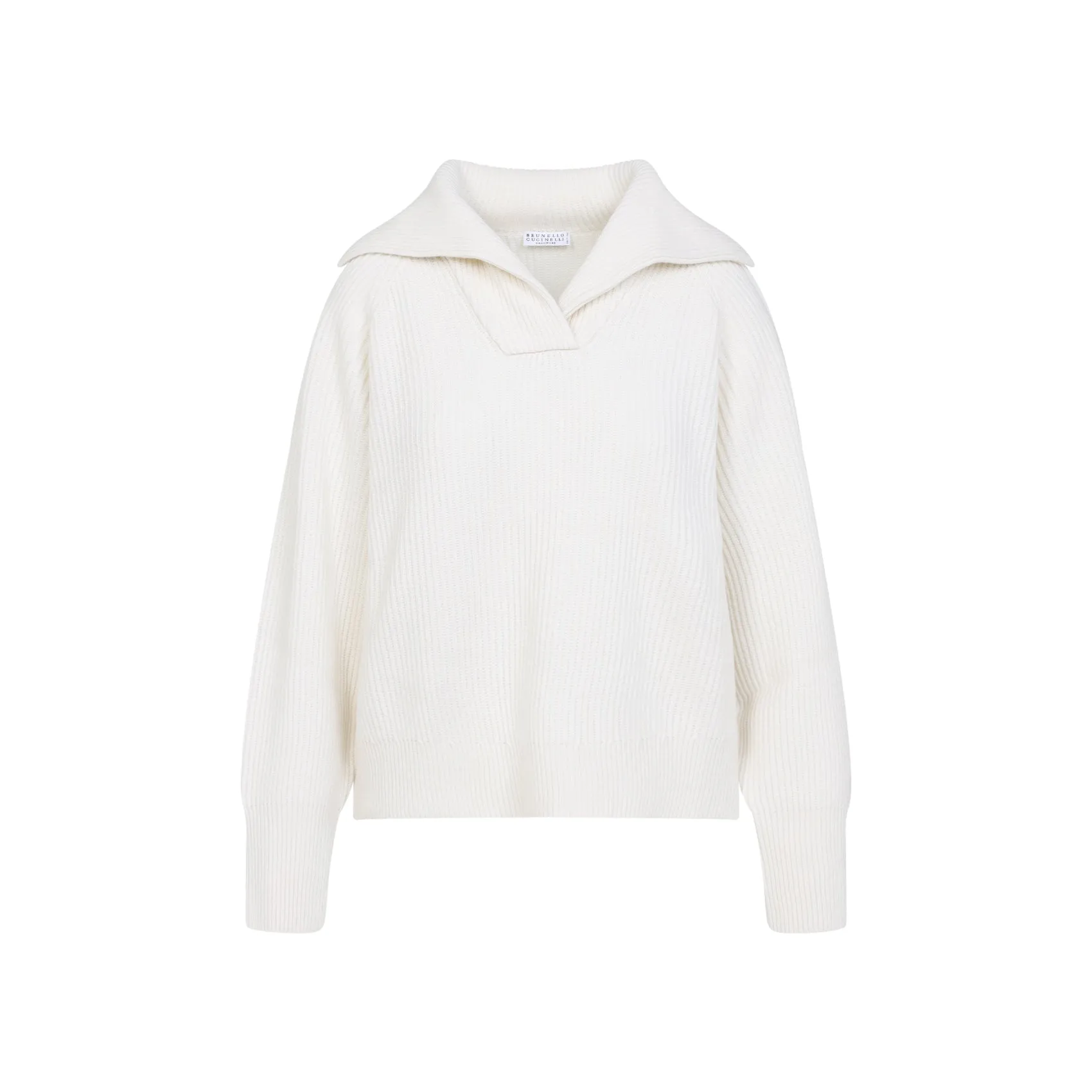 Panama White Wool Polo Neck Sweater