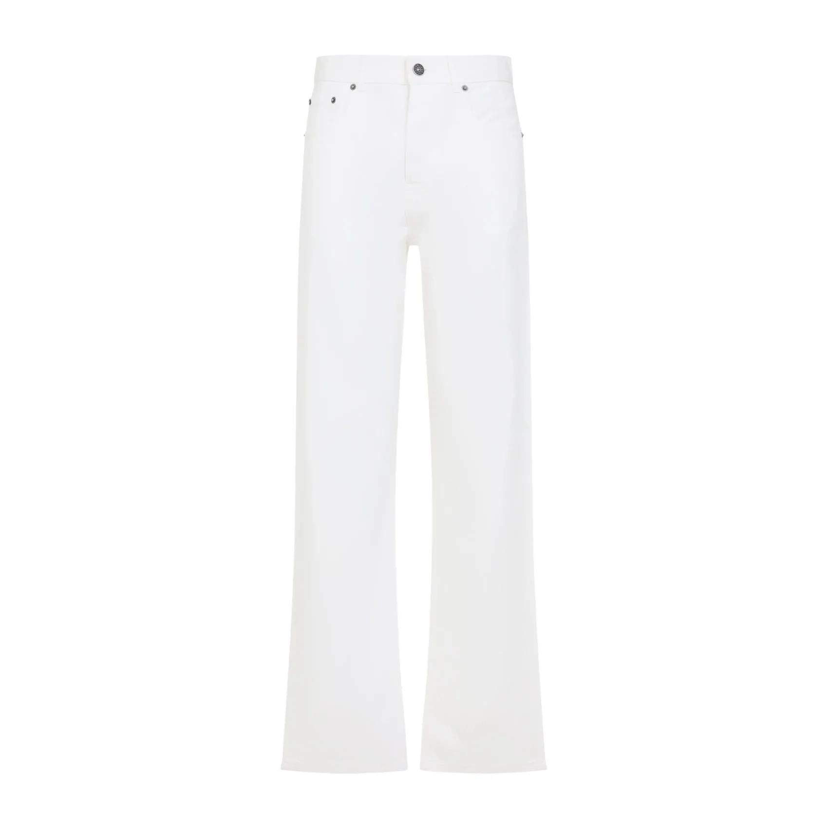 Off White Cotton Tapered Leg Jeans