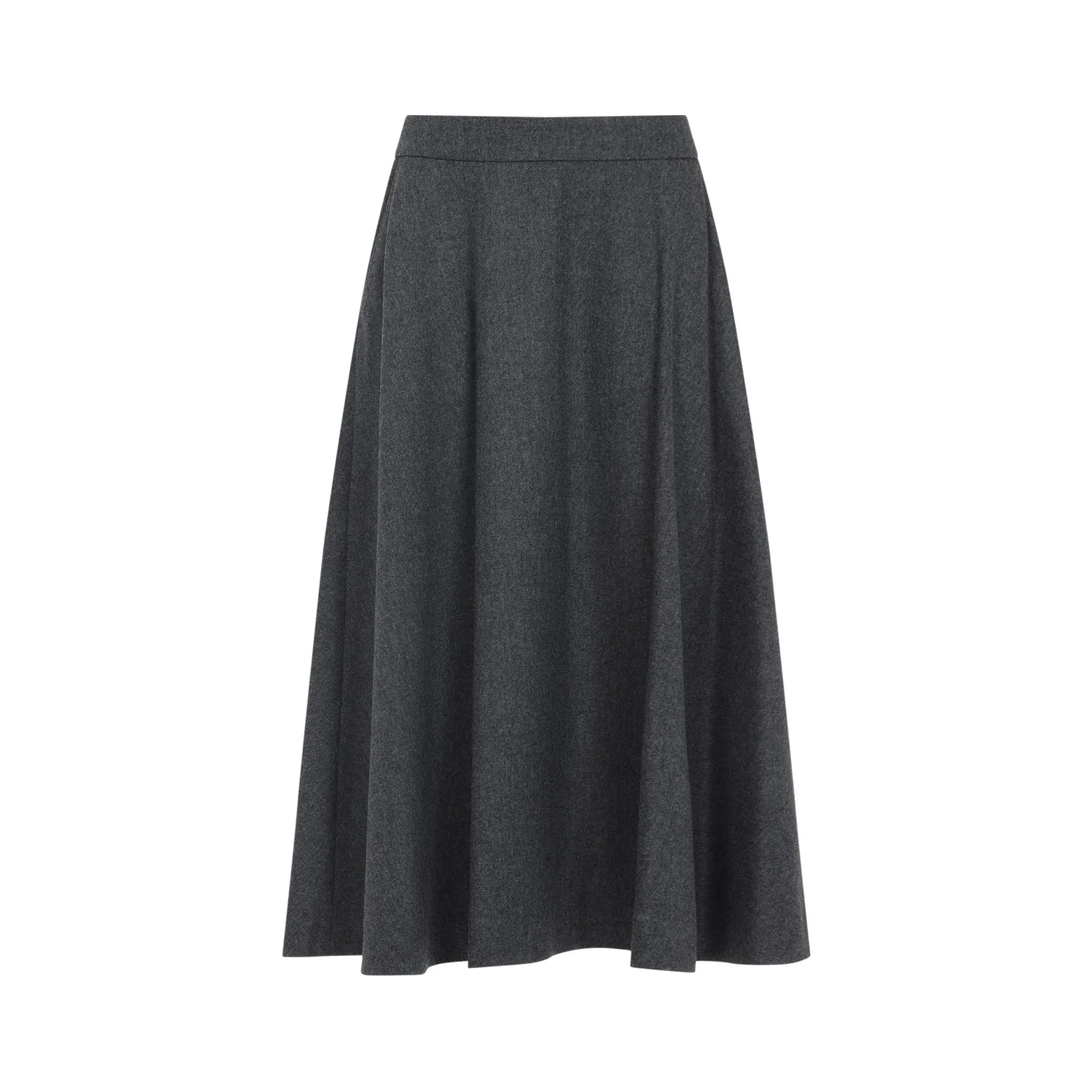 Medium Grey Virgin Wool Betulla Midi Flannel Skirt