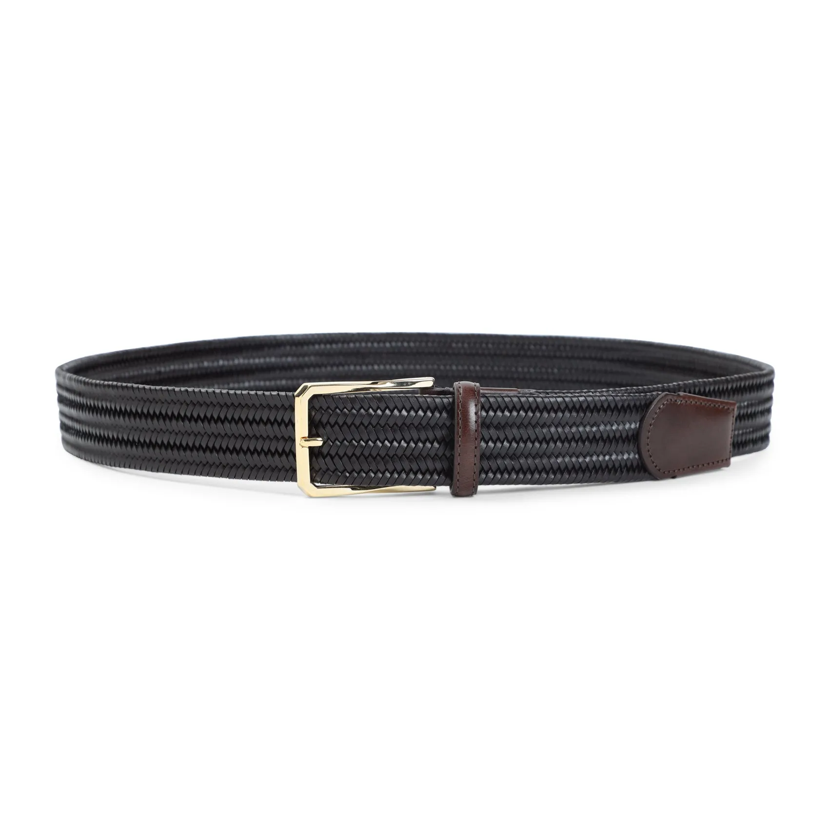 Brown Regenerated Leather Woven Belt