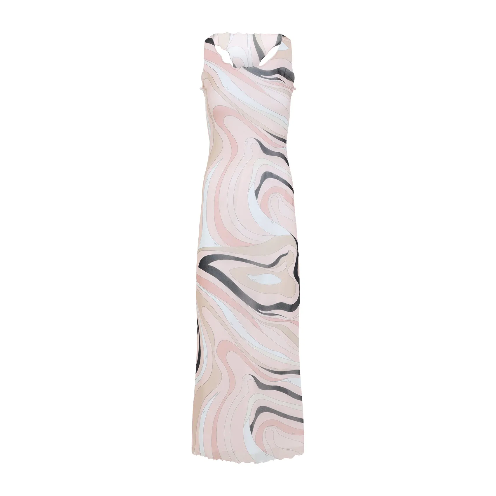 Pink Polyamide Midi Dress