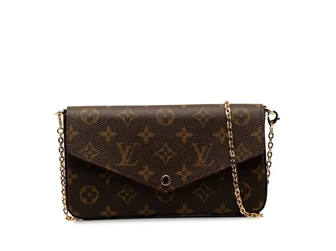 Borsa a spalla Louis Vuitton Monogram Pochette Felicie con catena Marrone Fuschia