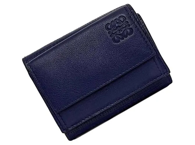 Portafoglio tri-fold Loewe in blu navy