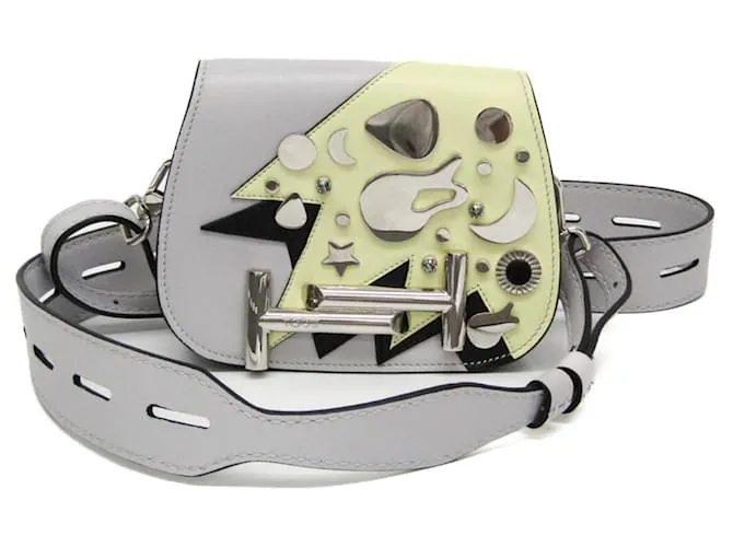 Borsa a spalla in pelle Tod's Double T Star Moon per donne Nero Grigio Giallo
