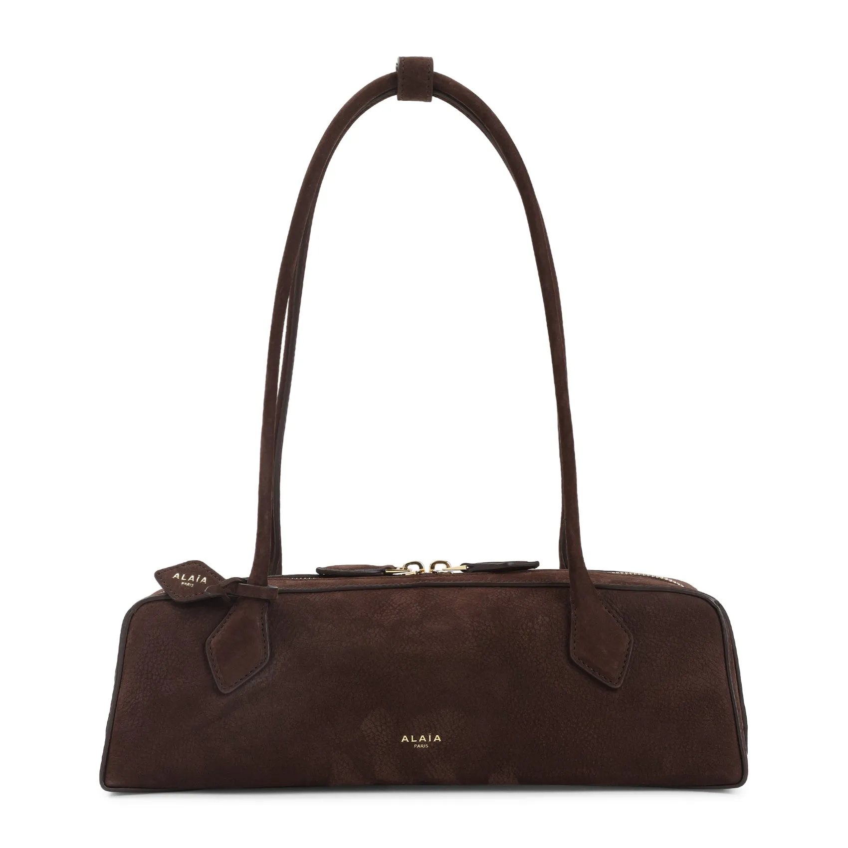 Brown Teckel Medium Nabuk Shoulder Bag