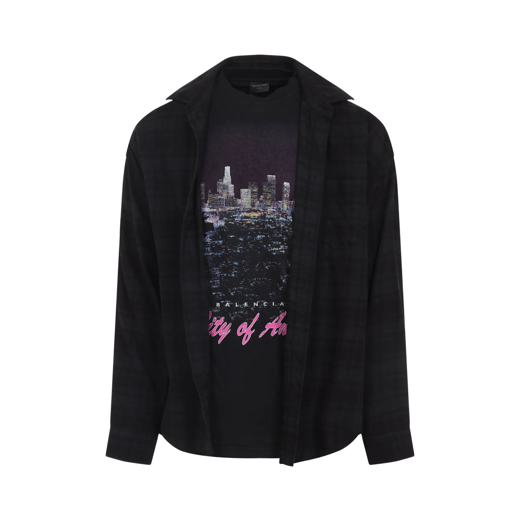 Grey Ls Layered Cotton Shirt