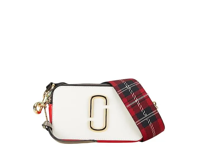 Borsa a spalla in pelle blu chiaro e bianca Marc Jacobs Bianco