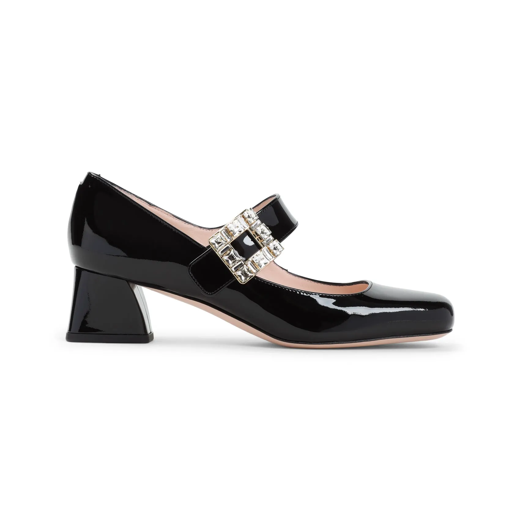 Black Calfskin Tres Strass Babies 45 Pumps