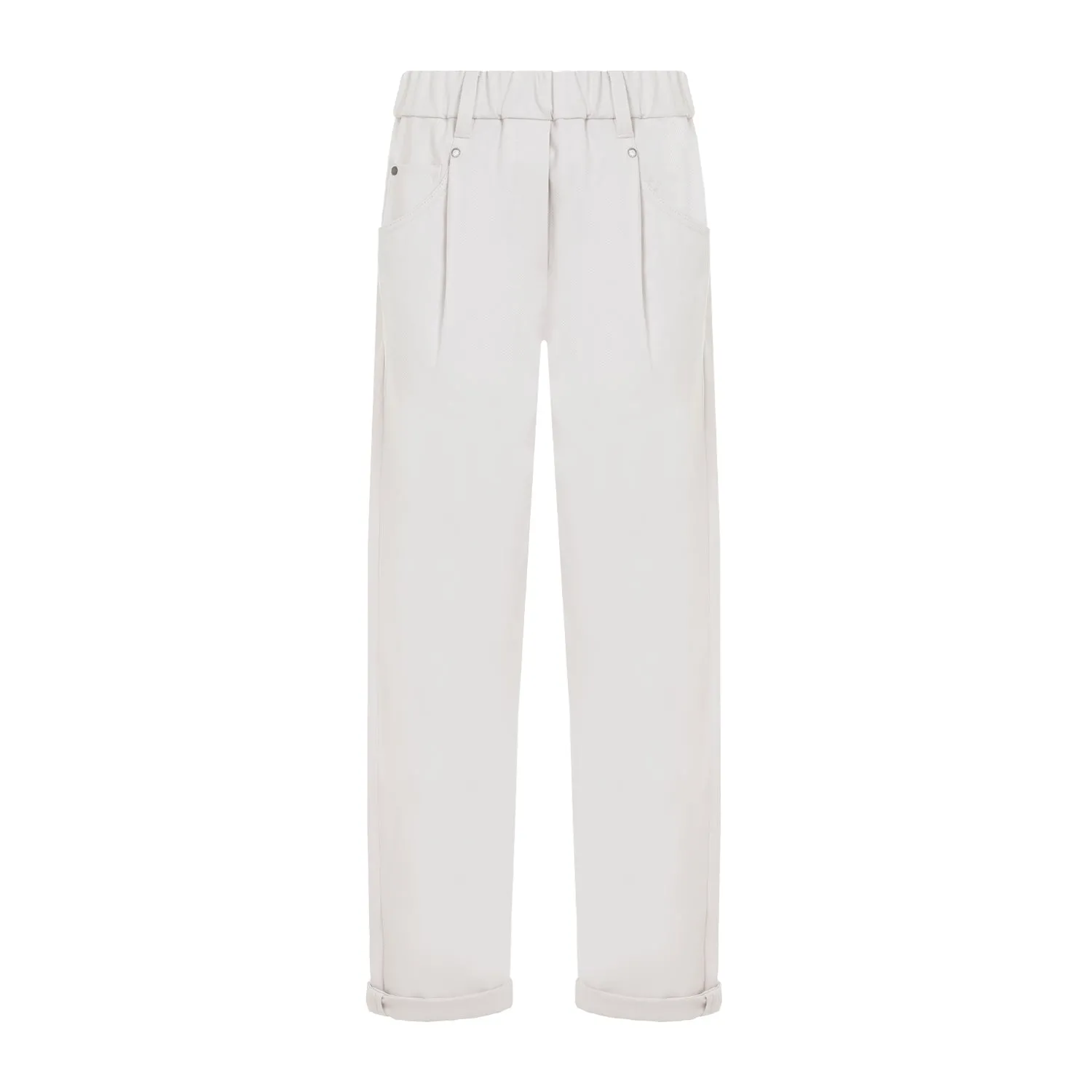 Light Beige Pull On Cotton Pants