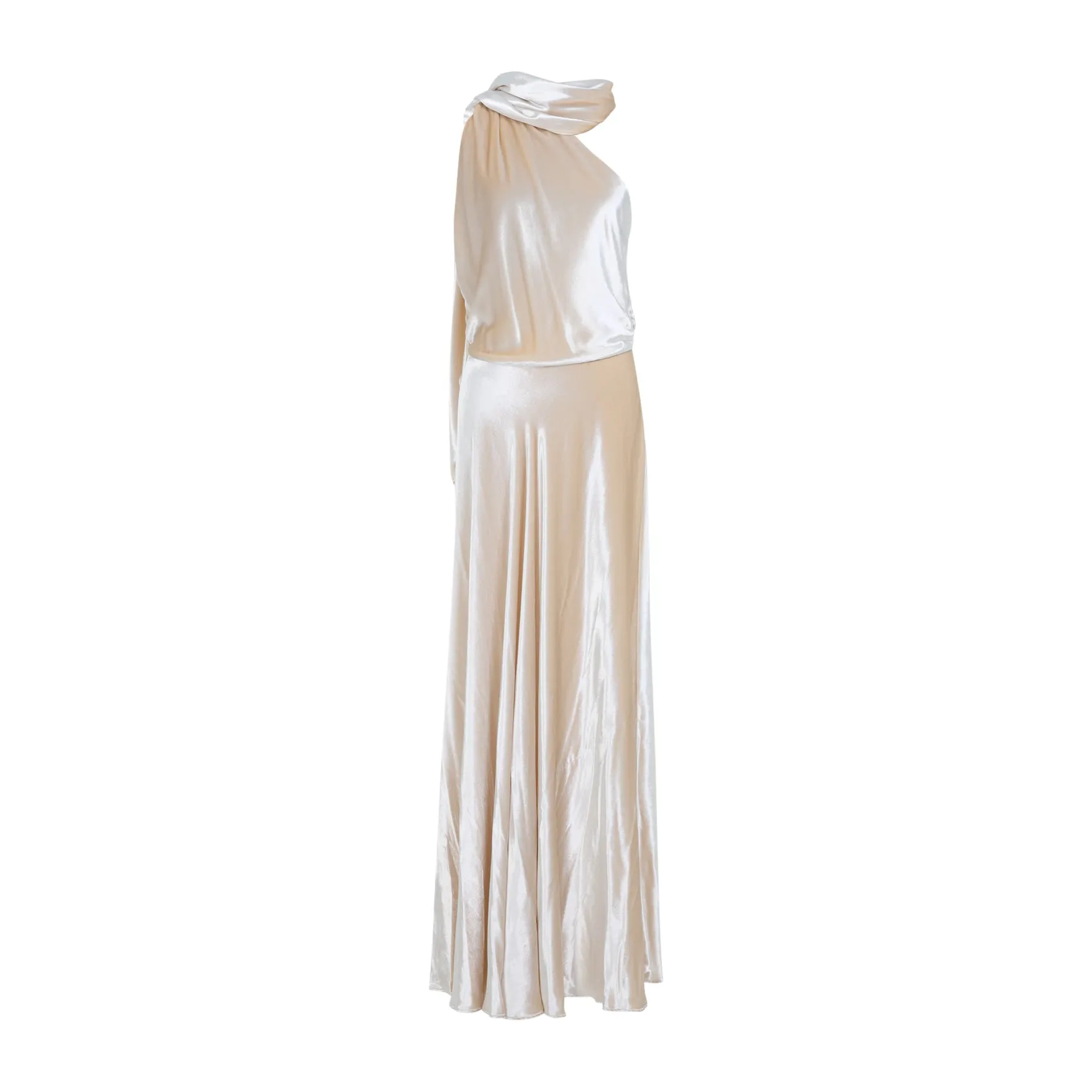 Ivory Velvet Viscose Long Dress