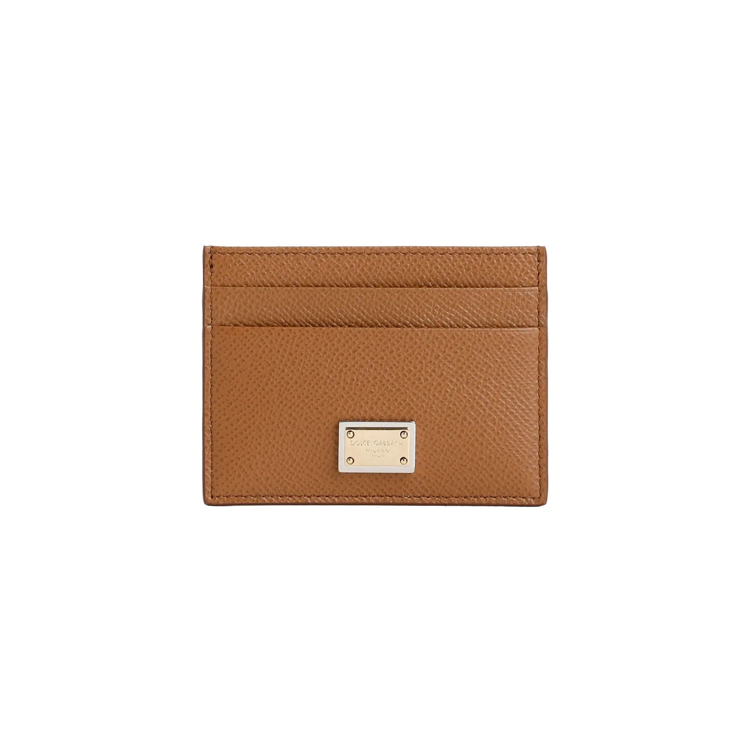 Caramel Leather Cardholder With Logo Plaque