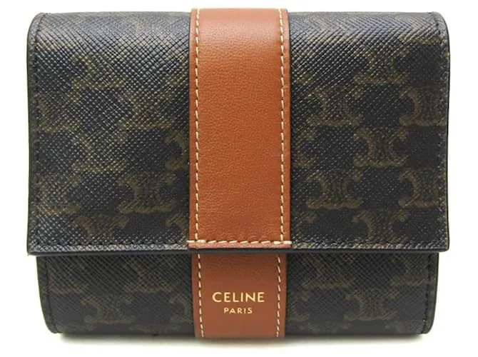 Céline Portafoglio Trifold Piccolo Celine Marrone Marrone scuro