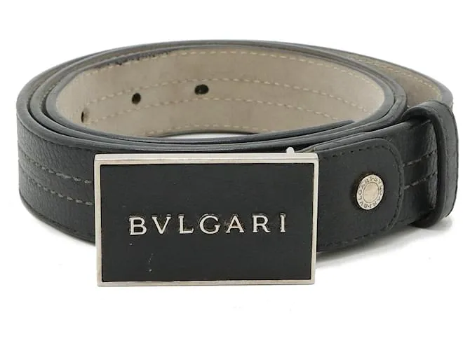 Autre Marque Cintura in pelle con logo quadrato Bvlgari Nero