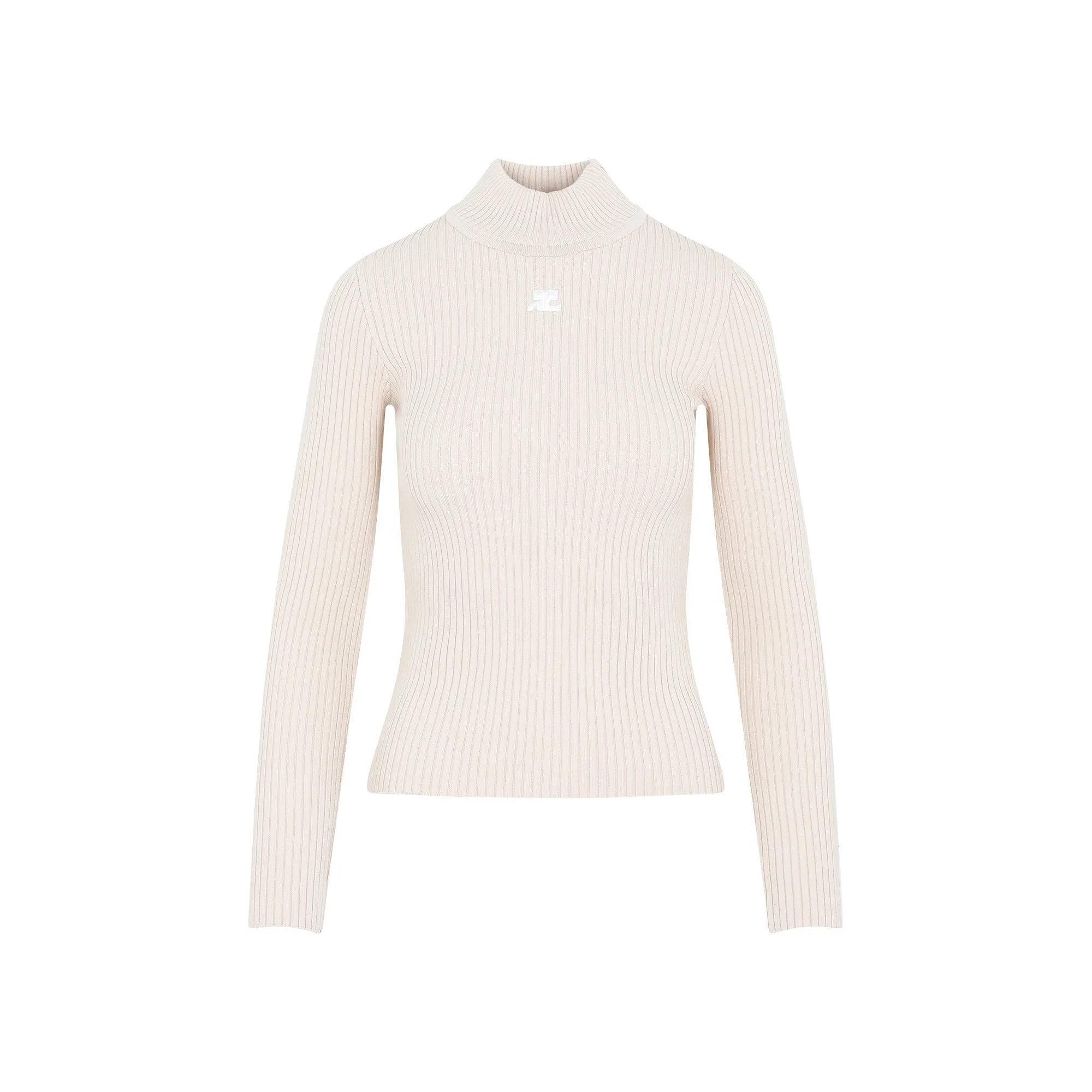 Sand Roll Neck Ribbed Jumper