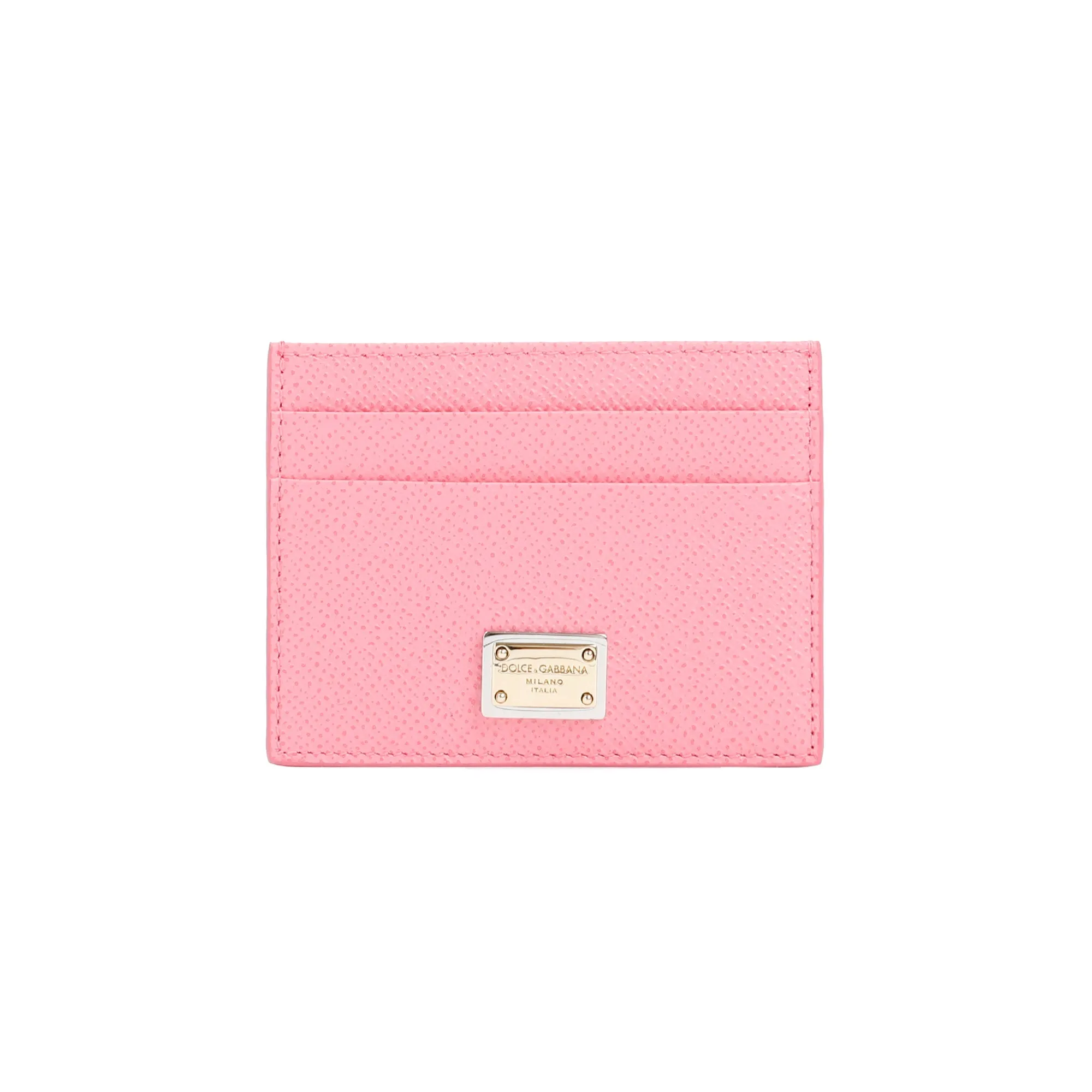 Pink Leather Cardholder With Logo Plaque