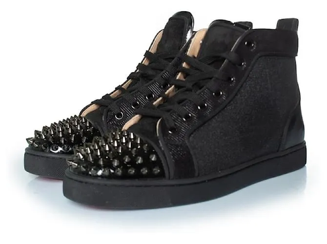Sneakers alte glitter con punte Christian Louboutin Nero