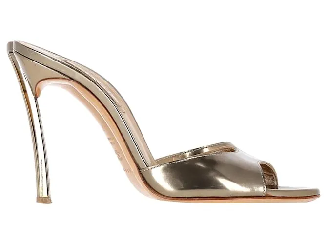 Sandali con tacco alto Casadei Blade Flash in pelle dorata metallizzata D'oro Metallico