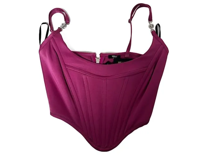 Top corsetto rosa di Versace Fuschia Silver hardware