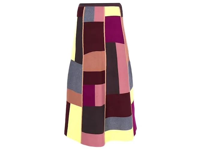 Gonna midi color block VVB Victoria Beckham in lana multicolore