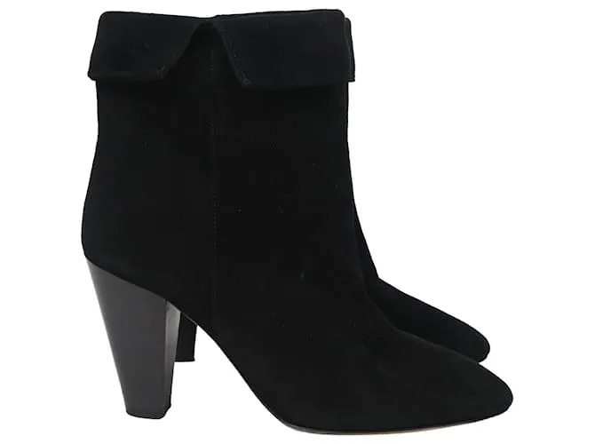 Stivali con tacco alla caviglia pieghevoli Darilay in suede nero di Isabel Marant