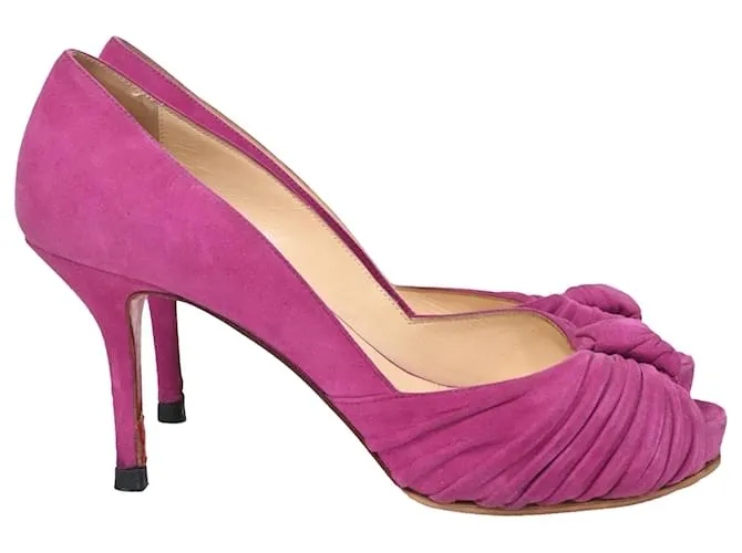 Décolleté aperti annodati Lady Gres di Christian Louboutin in suede rosa