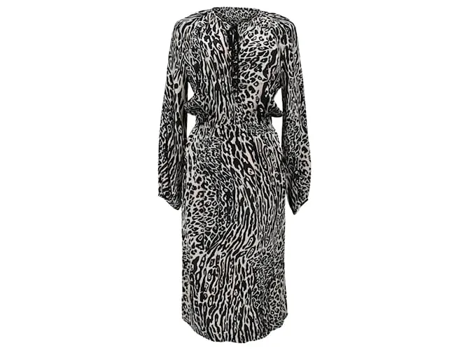 Abito midi a maniche lunghe con stampa animale Altuzarra in viscosa multicolore