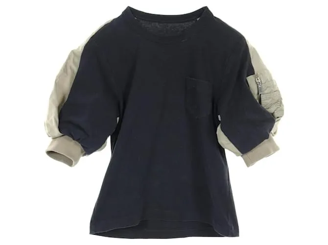 T-shirt in jersey di cotone e nylon twill Sacai T-shirt in poliestere di cotone