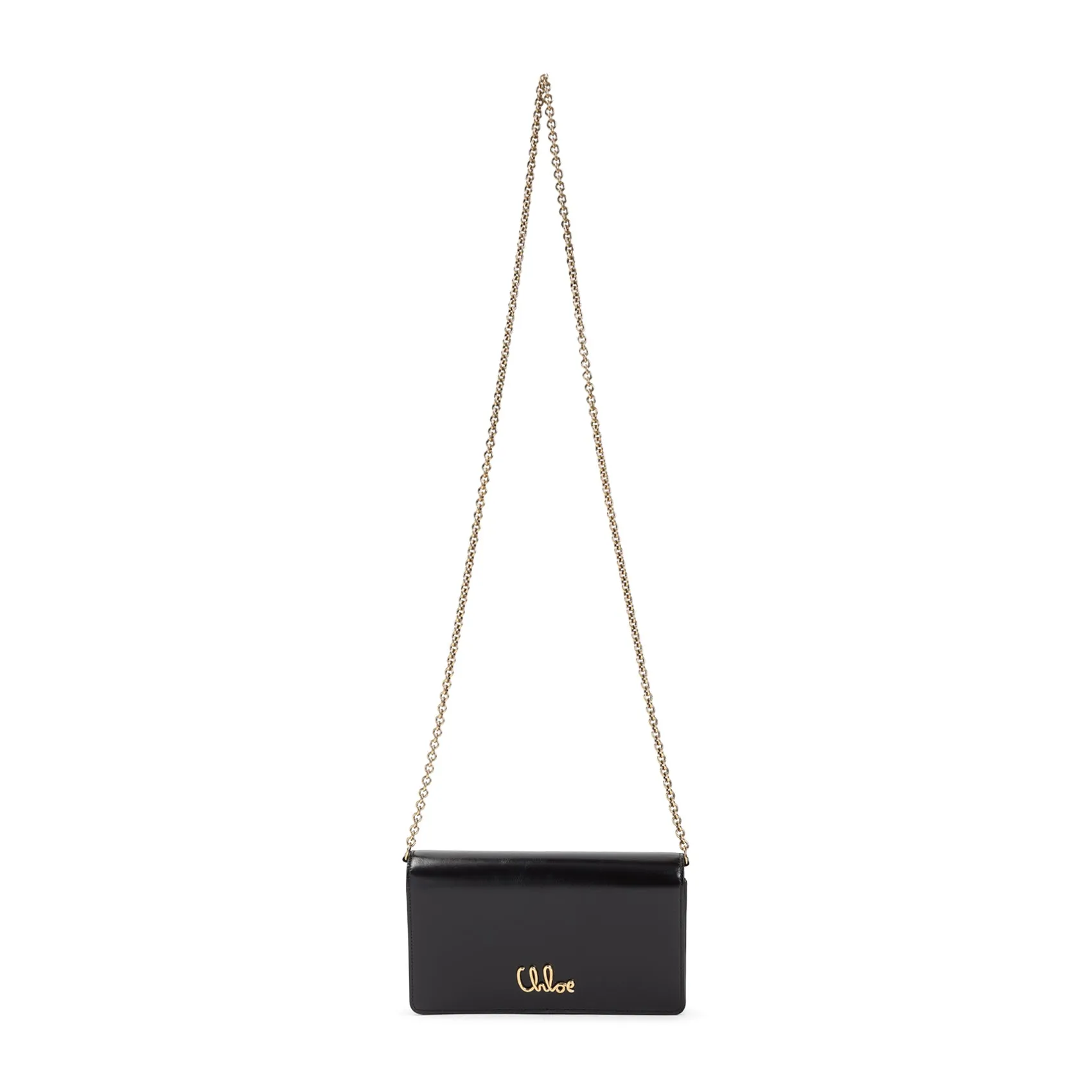 Black Calf Leather Iconic Chain Wallet