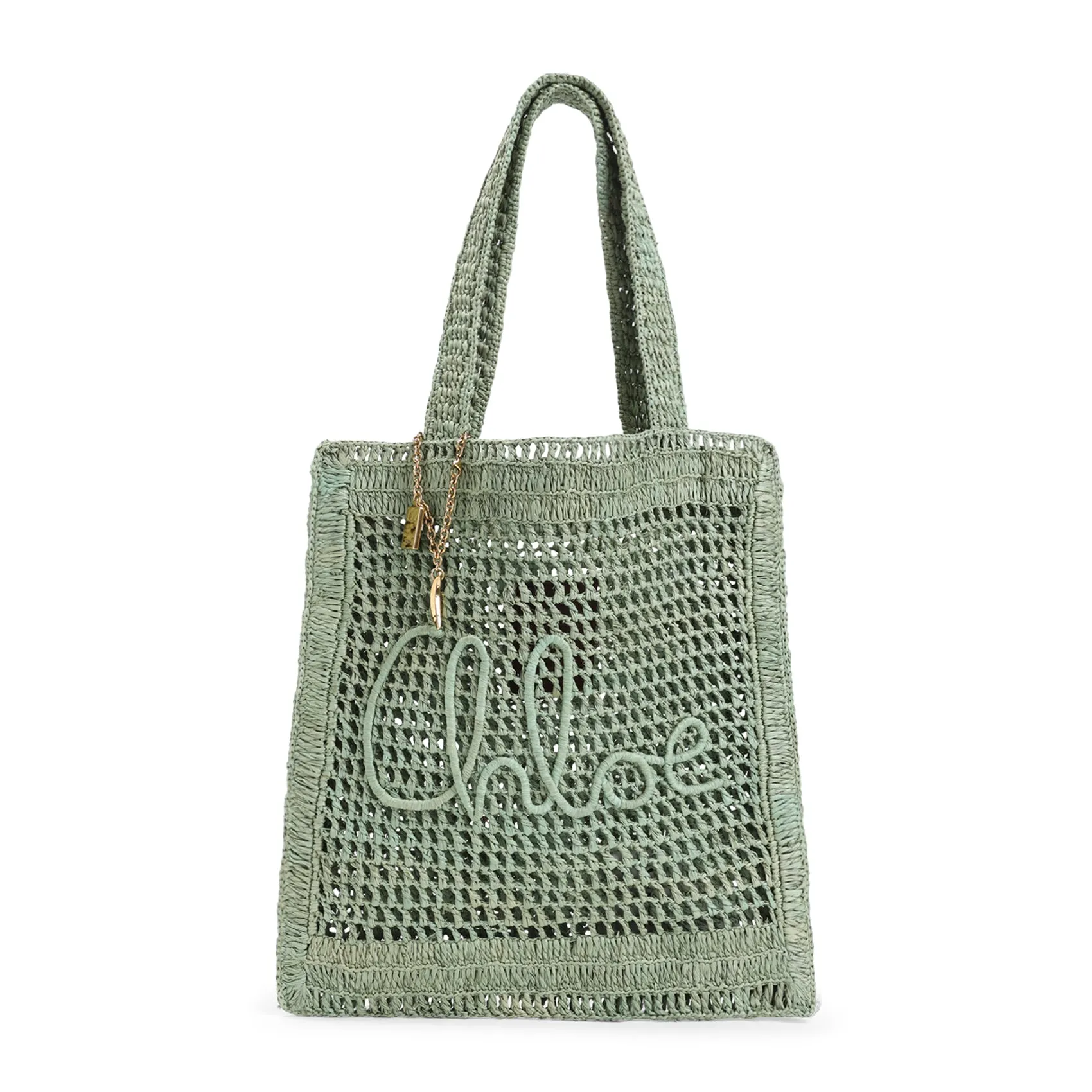 Leaf Green Raffia Summer Banana Tote Bag