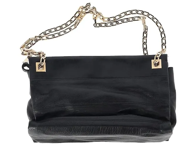 Borsa a spalla con tracolla a catena Victoria Beckham in pelle nera Nero