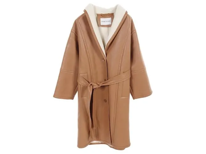 Autre Marque Stand Studio DOLORES CAPPOTTO Cappotto in ecopelle e pelliccia sintetica Beige