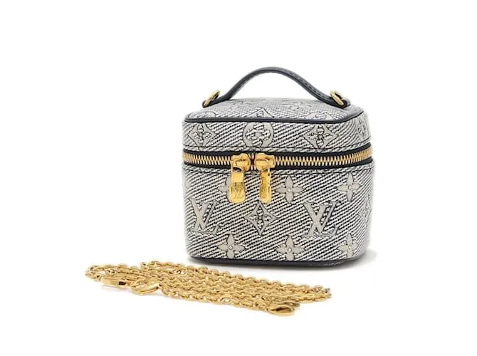 Borsa a spalla micro vanity laminata Monogram Louis Vuitton Blu navy