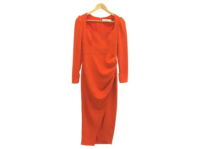 Autre Marque Abito Midi Autoritratto in Poliestere Arancione