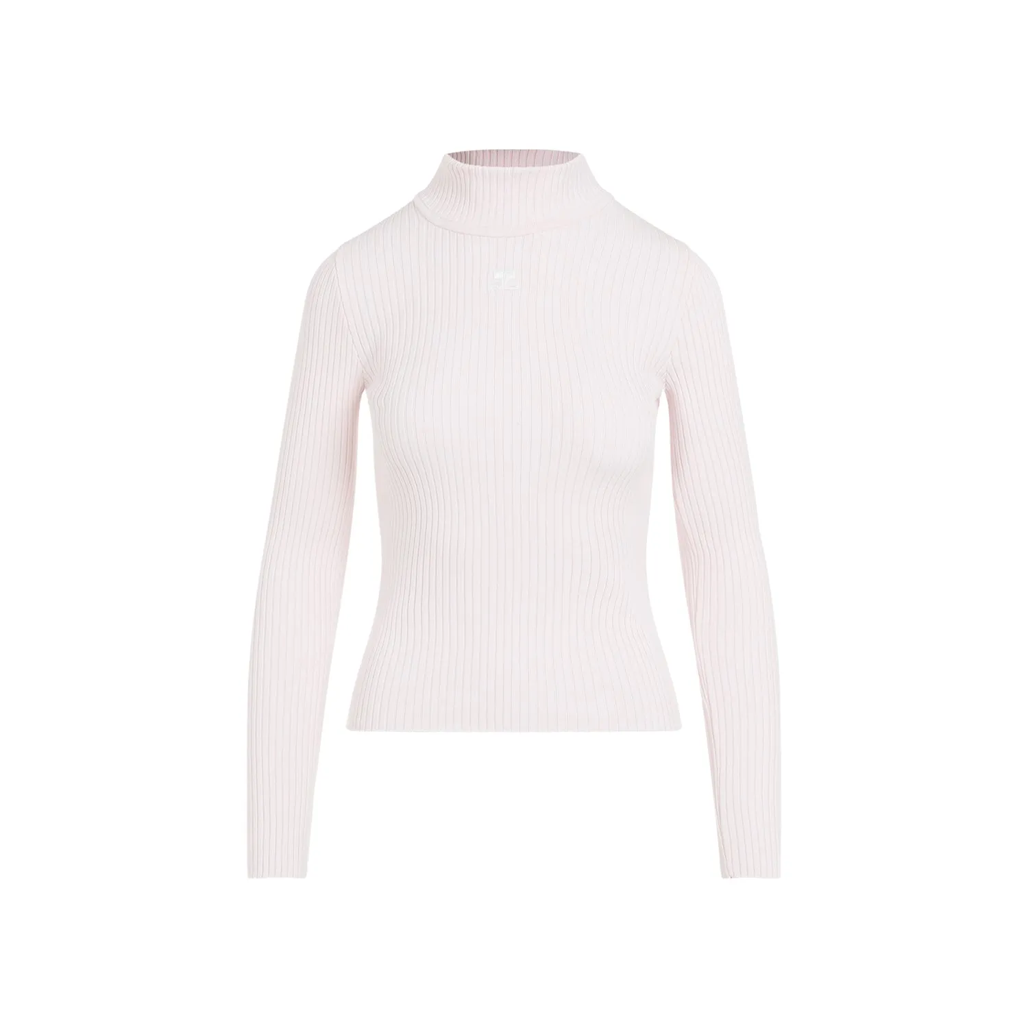 Pale Pink Roll Neck Ribbed Jumper